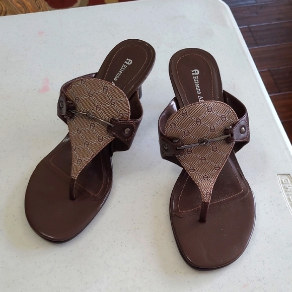 Etienne Aigner "Clayton" Brown Heeled Sandals size 8.5 - Picture 2 of 9